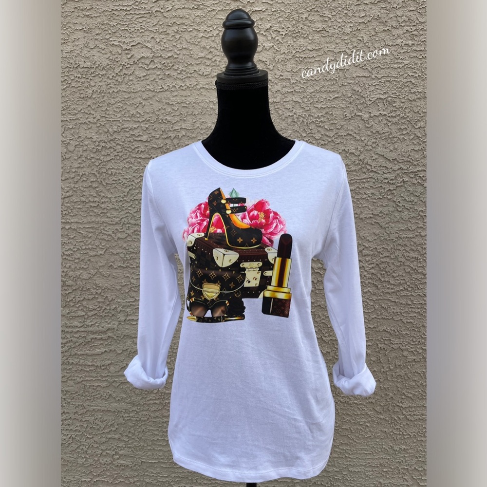 NWT Handmade Be Glamorous Long Sleeve T-Shirt Size Medium By Candy Did It!